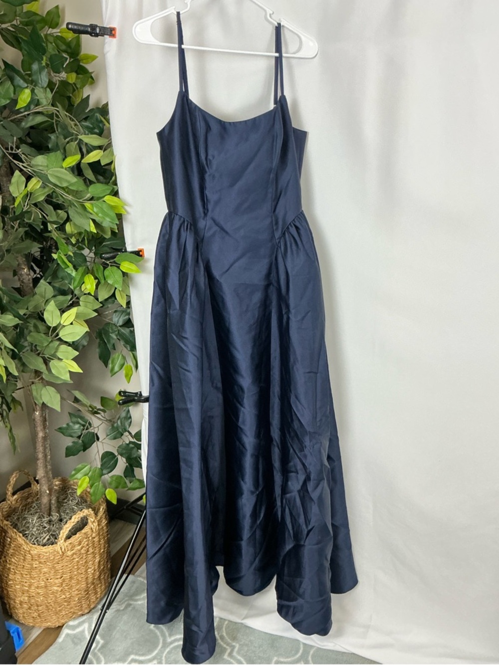 Dessy Collection Navy Satin Scoop-Neck Maxi Dress - Picture 2 of 7